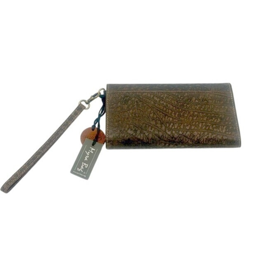 Myra Bag Brown Cape Buffalo Print Leather Tri Fold Wallet RFID Blocked NWT - Picture 4 of 11